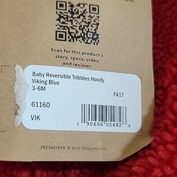 Patagonia Nwt Baby Reversible Tribbles Hoody Viking Blue - Picture 11 of 11